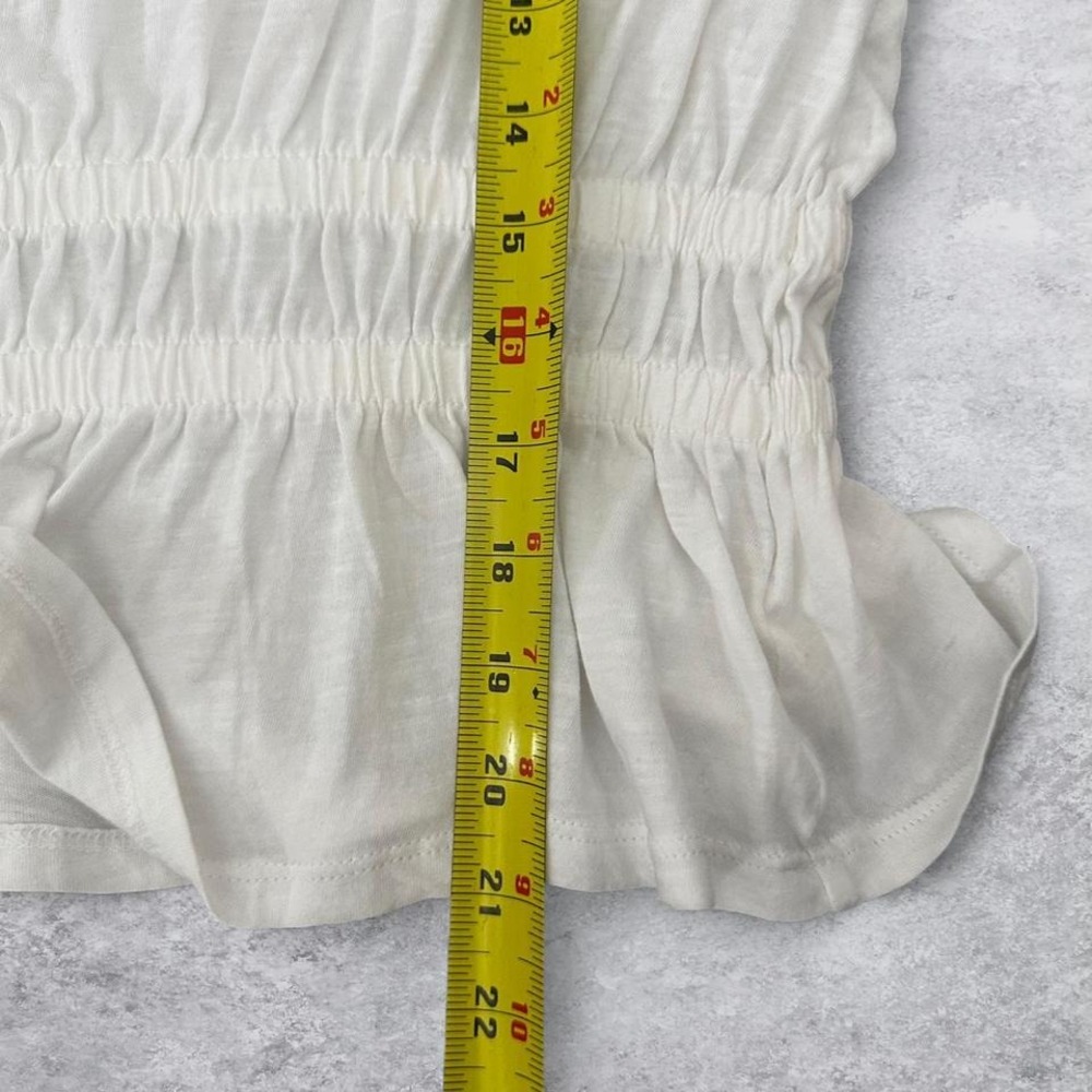 Lucky Brand White Crochet Lace Peplum Tank Top Smocked Waist Cotton S/P - Picture 4 of 5